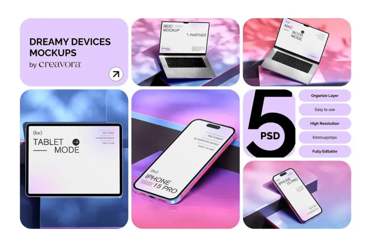 Dreamy Device Mockups 真实拍摄苹果iPhone手机iPad平板MacBook电脑贴图PSD样机模板