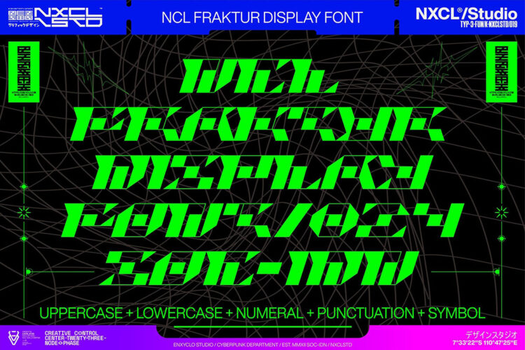 NCL Fraktur – Futuristic Display 未来科幻Y2K赛博朋克工业风科技海报广告标题衬线英文字体