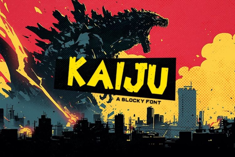 Kaiju Typeface 潮流复古做旧粗糙文创潮牌服装海报广告标题衬线英文字体包