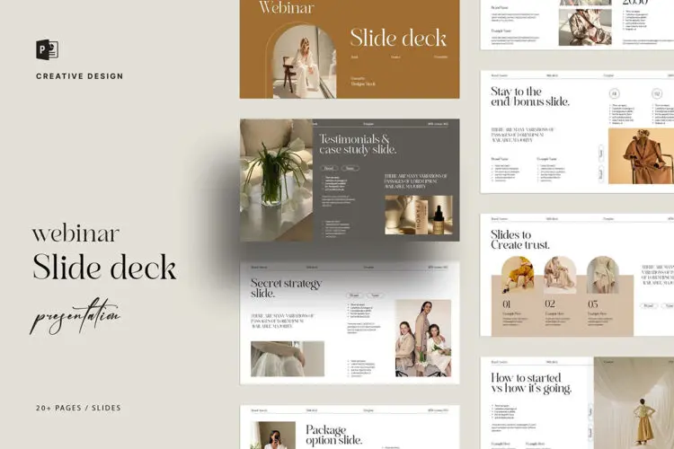 Slide-Deck Presentation Template 22页现代极简优雅INS品牌指南VI项目提案手册介绍作品集设计展示PPT/Keynote/Google Slides模板
