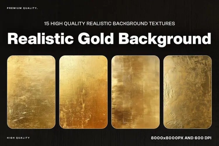 15 Realistic Gold Background Texture 15款高清8K复古真实斑驳金色金箔金属JPG背景图片肌理纹理