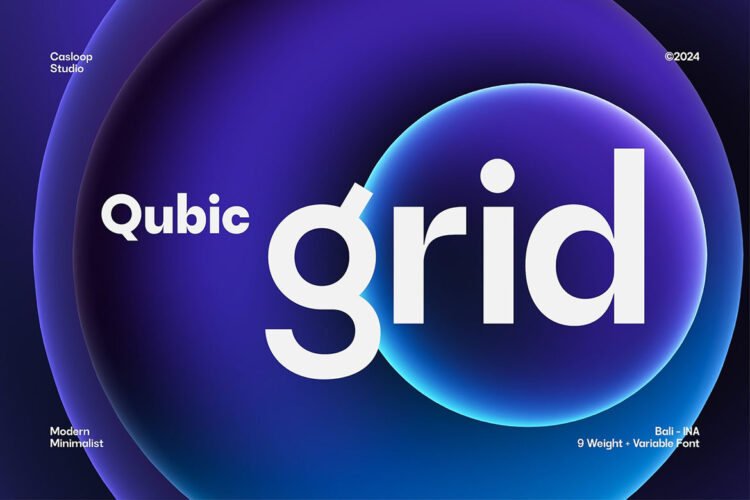 Qubic Grid – Modern Grotesk Font 9字重Qubic Grid现代极简几何广告画册杂志封面标题英文字体家族