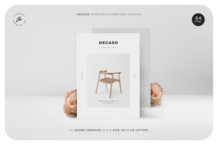 Decaso Interior & Furniture Catalog 简约室内和家具展示目录手册版式设计id模板