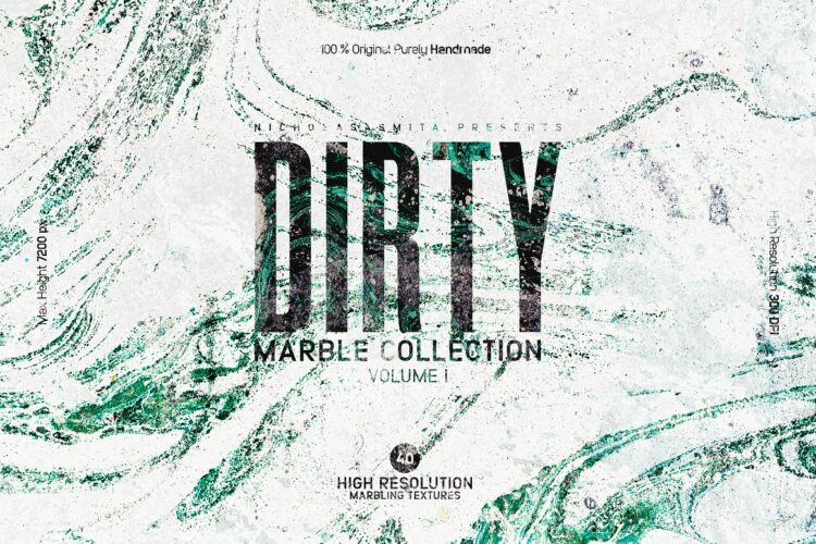 Dirty Marble Collection Volume I 100张油彩水彩酸性颜料绘制大理石纹理封面背景图片平面设计素材