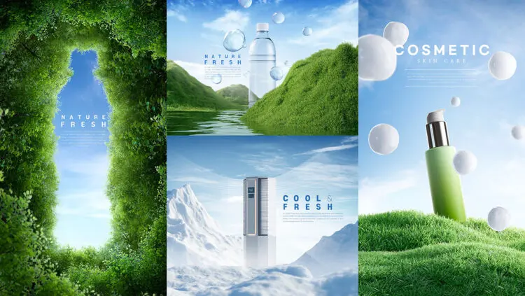 17 Psd Nature & Fresh KV Design 17款绿色健康自然环保科技产品发布KV主视觉海报设计ps分层素材