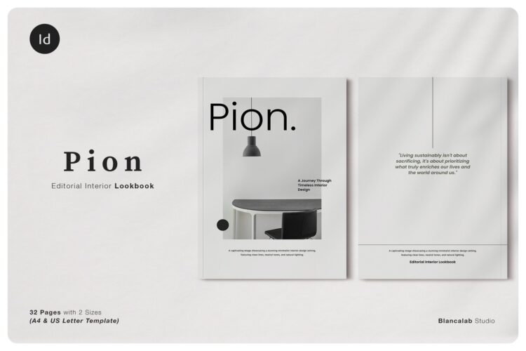 PION Editorial Interior Lookbook 室内装潢设计工作室品牌宣传指导手册图文排版布局版式设计id模板