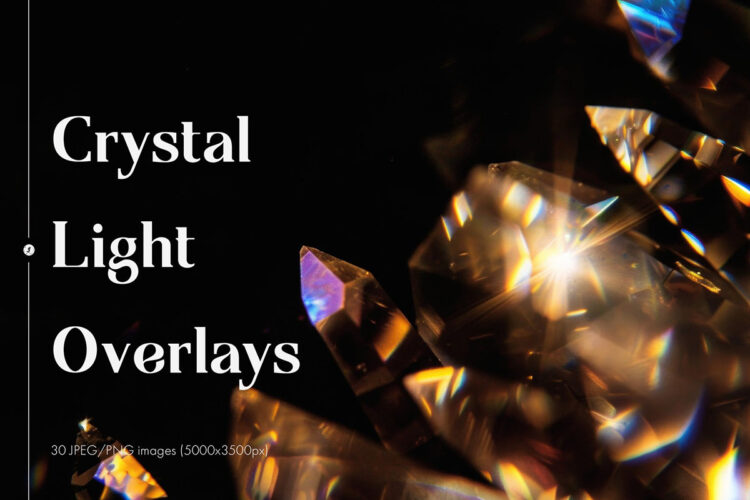 Crystal Light Overlays 彩虹棱柱钻石水晶棱镜折射光背景叠加图片设计素材