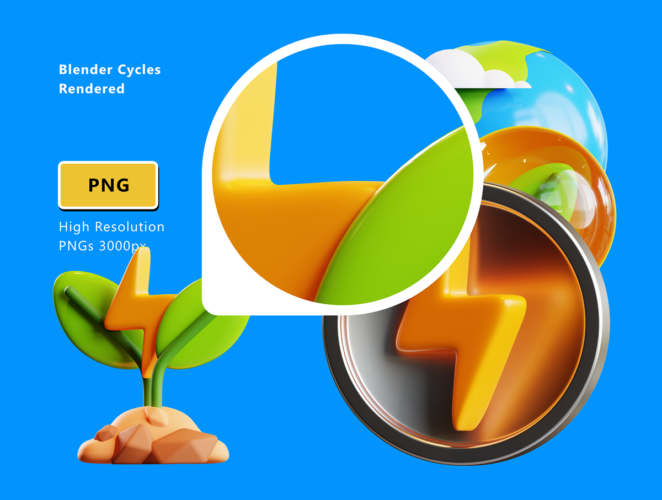 Earth Ecology 3D Icon pack 20款3D趣味卡通立体生态环保公益地球插图插画png免抠图片素材