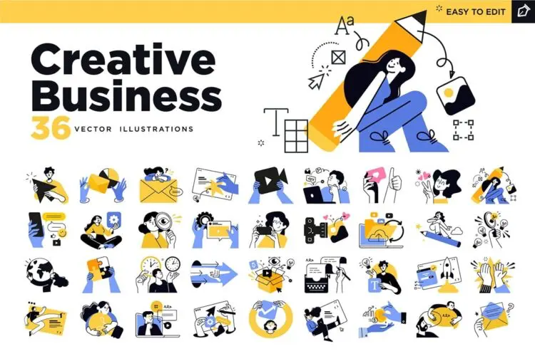 Creative Business Voncept Illustrations 团队合作插画设计图片业务介绍人物插画