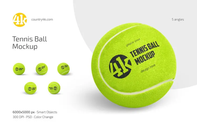 Tennis Ball Mockup Set 网球练习球模型品牌logo标识设计贴图ps运动样机素材模板