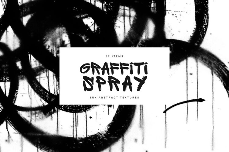 12 Black Spray Graffiti Textures 街头抽象黑色喷雾涂鸦溅射插图插画设计素材