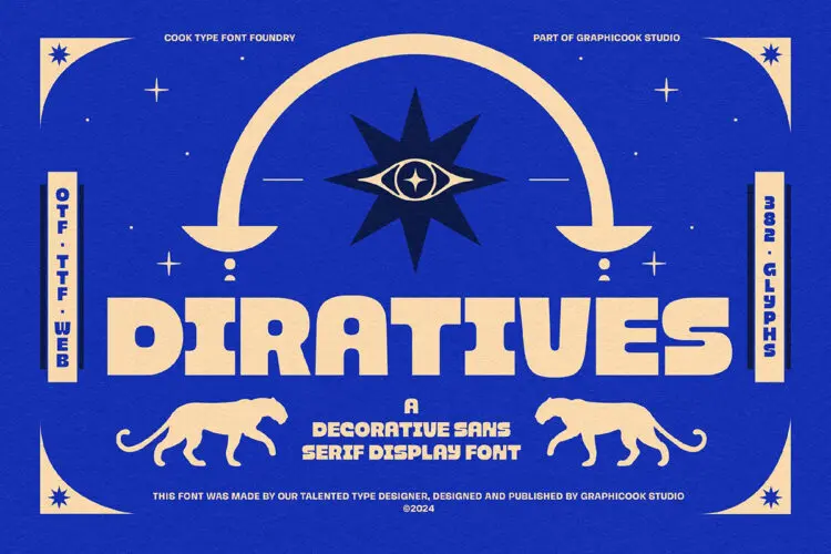 Diratives 复古时尚装饰潮流文创海报画册标题粗体无衬线英文字体