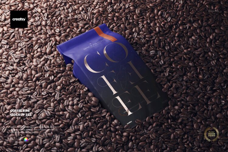 Coffee Bag Mockup Set 16款质感铝箔大容量咖啡豆包装袋设计ps样机素材场景展示效果图