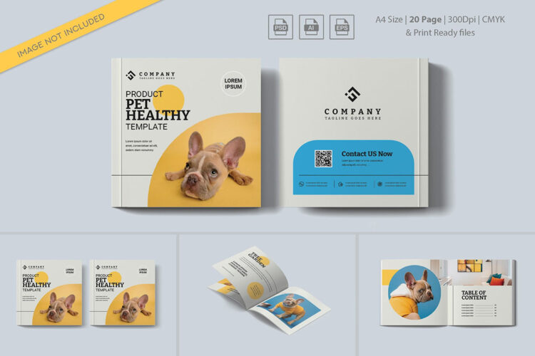 Pet Shop Brochure 宠物诊所医院杂志宣传册图文排版布局版式设计AI/PS模板