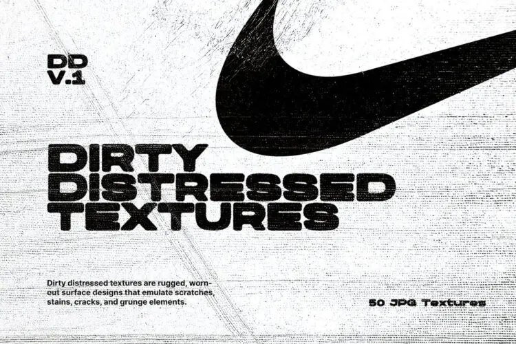 Dirty Distressed Textures Pack 50款仿古做旧复古粗糙颗粒裂纹划痕磨损污渍肌理背景底纹图片素材