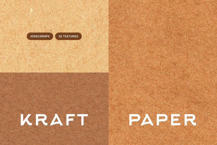 Kraft Paper Textures 20款自然环保粗糙原色牛皮纸毛毡高清纸纹背景材质肌理图片素材
