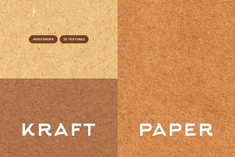 Kraft Paper Textures 20款自然环保粗糙原色牛皮纸毛毡高清纸纹背景材质肌理图片素材