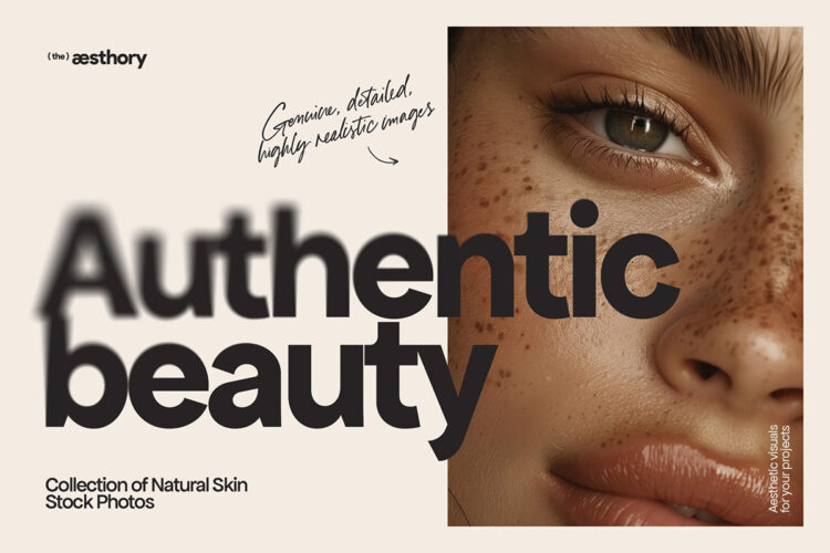 Authentic Beauty 100 Stock Photos 100款美妆护肤化妆品女性面部雀斑毛孔肌肤特写高清背景图片素材