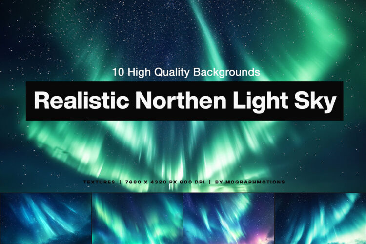 Realistic Northen Light Sky Background 10幅逼真北极光天空星辰背景图片设计素材