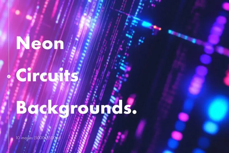 Neon Circuits Backgrounds 多彩霓虹灯电路全息背景图片设计素材