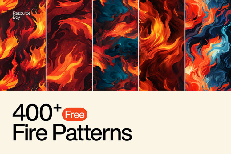 400+ Fire Patterns 457款时尚卡通漫画艺术燃烧火焰无缝拼接图案背景底纹图片素材