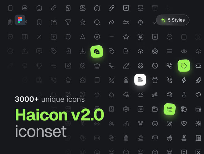 Haicon v2.0 – Iconset 3000款全套通用网站App网页小程序圆角线性icon行业图标素材合集