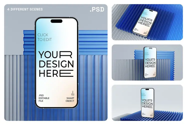 iPhone 16 Mockup 苹果iPhone 16 Pro手机广告ui界面展示效果图ps样机素材