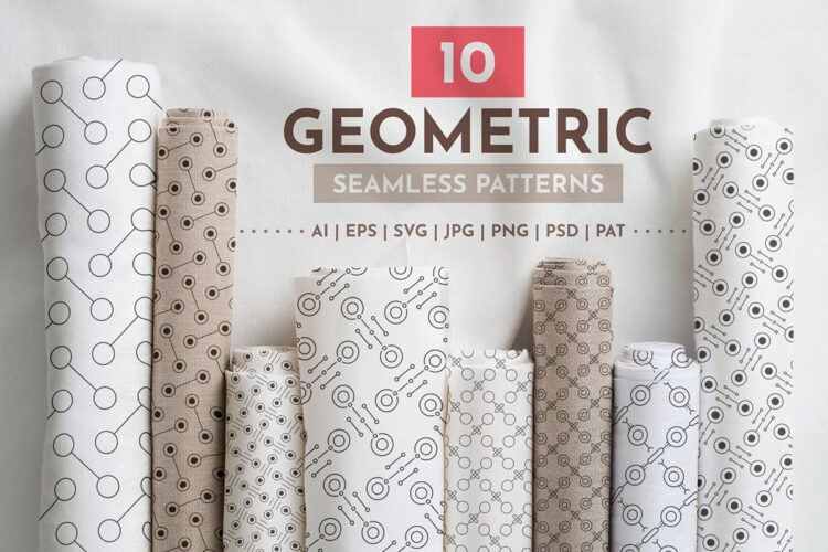 10 Seamless Geometric Patterns 10款时尚简约无缝装饰几何图案矢量设计素材