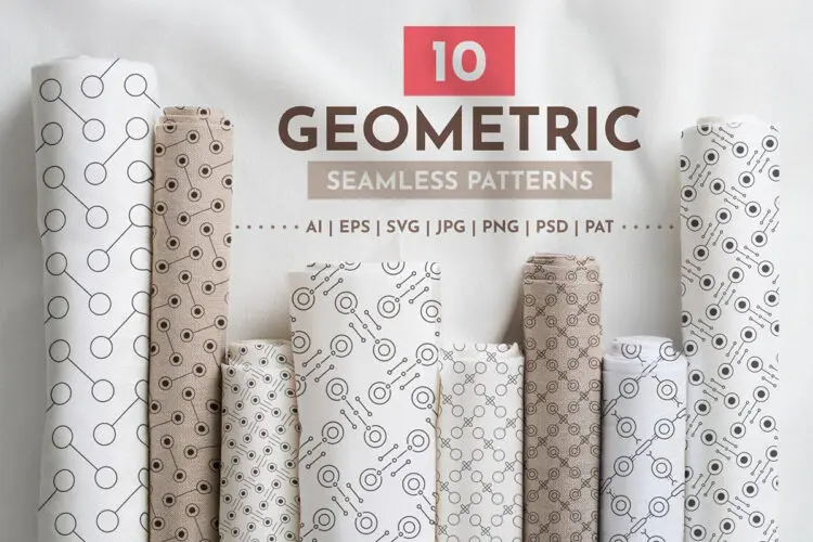 10 Seamless Geometric Patterns 10款时尚简约无缝装饰几何图案矢量设计素材
