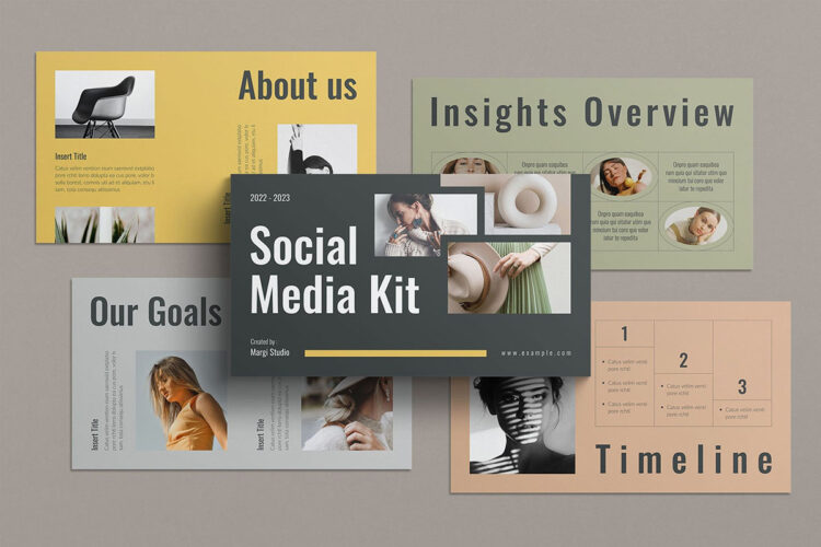 Social Media Kit PowerPoint Presentation Template 公司品牌指导方针年度计划商业战略提案ppt模板演示文稿