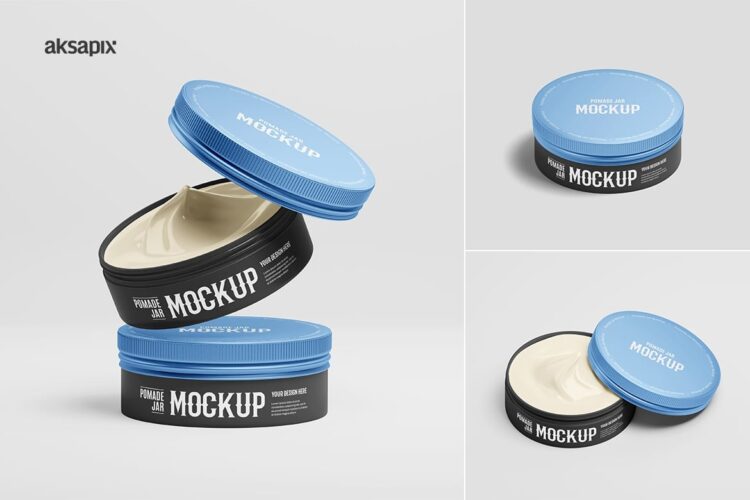 Pomade Jar Mockup 化妆护肤品罐模型罐身包装标签设计贴图ps样机素材