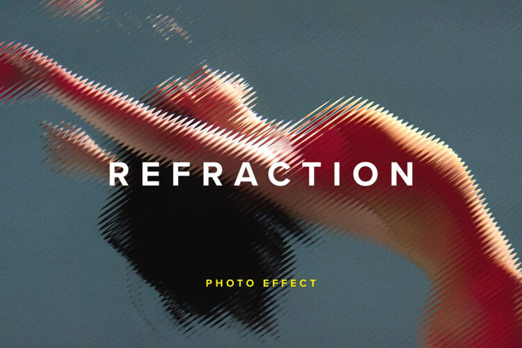 Refraction Glass Photo Effect 玻璃折射扭曲失真照片图像滤镜ps特效样机素材