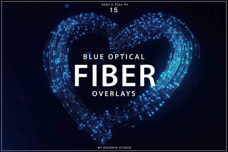 Blue Optical Fiber Overlays 蓝色光纤光点轮廓装饰元素背景图片设计素材