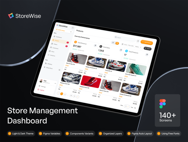 StoreWise – Store Management Dashboard UI KIT  商店管理仪表板 UI 套件