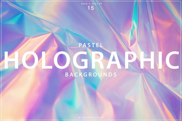 Pastel Holographic Backgrounds 柔和粉彩全息折痕纹理背景图片设计素材