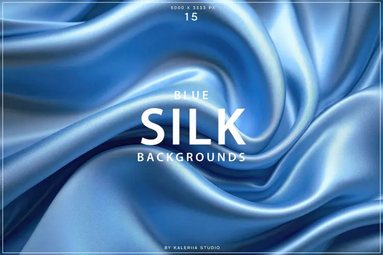 Blue Silk Backgrounds 奢华蓝色丝绸织物褶皱纹理背景图片设计素材