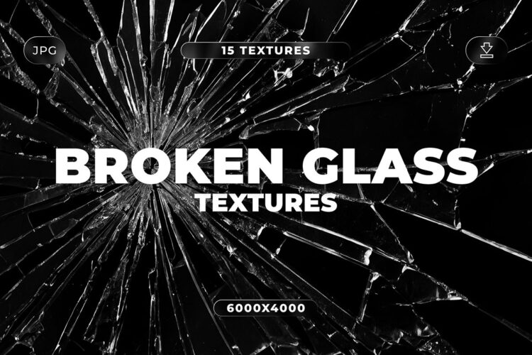 15 Broken Glass Textures 15张玻璃碎裂破裂龟裂裂纹纹理背景叠加图片设计素材