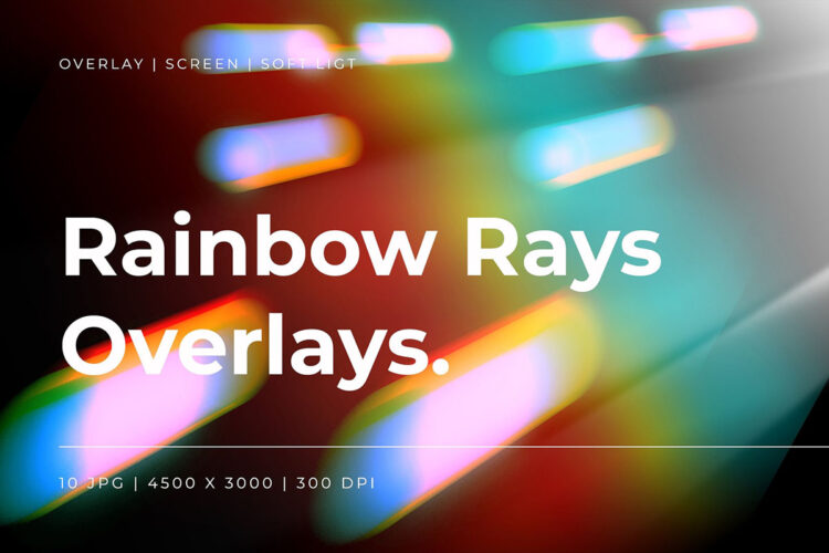 Rainbow Rays Overlays 10款彩虹棱镜耀斑虹光射线背景叠加图片设计素材