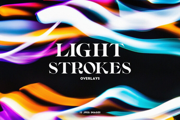 Light Strokes Overlays 15张流光溢彩灯光散景彩虹画笔背景叠加覆盖图片设计素材