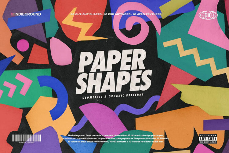 Paper Cut-Out Shapes Collection 趣味创意卡通抽象艺术自然植物剪纸拼贴几何图形ai矢量设计素材