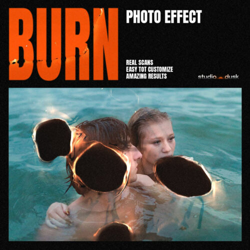 Burn Photo Effects 8款复古老照片点燃烧毁效果ps特效样机素材预设模板