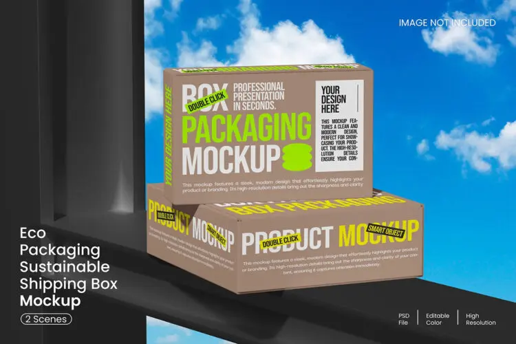 Box Mockup 长方形质感光影牛皮纸快递打包礼盒包装纸盒展示效果图ps样机