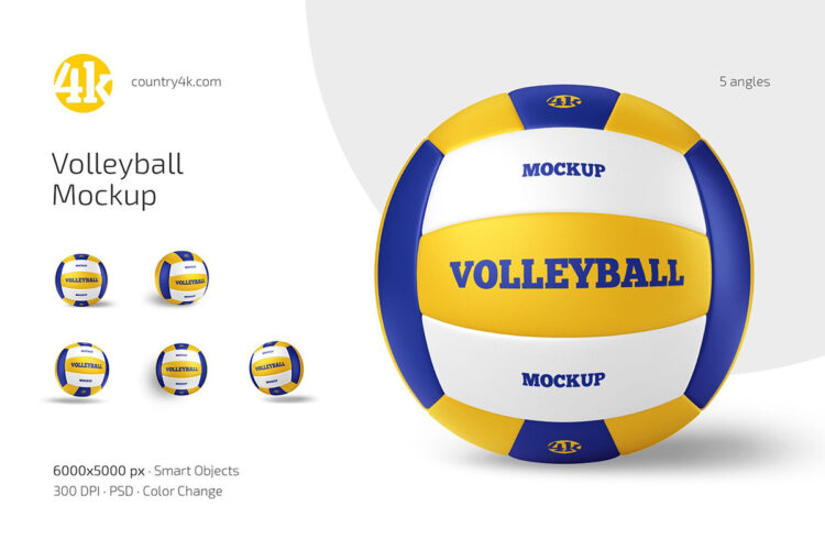 Volleyball Ball Mockup Set 排球模型品牌logo标识设计贴图ps样机素材