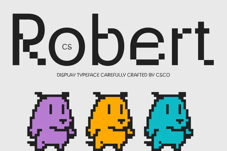 Robert – Pixel Font 90年代Robert复古潮流低保真像素马赛克游戏海报标题英文字体包