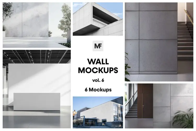 Wall Advertising Mockups vol.6 户外水泥墙面导视标识广告标语设计贴图ps样机素材展示效果图
