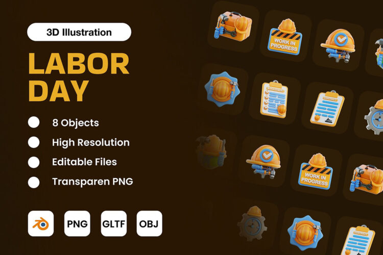 Labor Day 3D Illustration 20款劳动节职业手势头像3D插图插画图标png免抠图设计素材