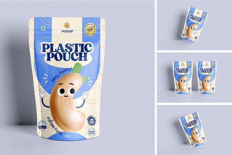 Plastic Pouch Mockup 零食铝箔自立袋产品包装样机展示素材