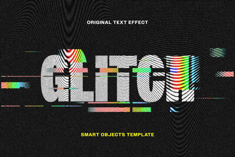 Screen Glitch Text Effect 复古电视屏幕信号错误故障毛刺文本字母效果ps特效预设模板