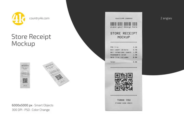 Store Receipt Mockup Set 商店收据购物清单订单列表模型展示设计贴图psd样机素材