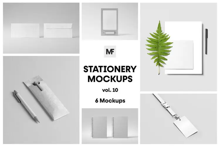 Stationery Products Mockups vol.10 工作吊牌笔记簿信封笔文具模型品牌logo标识设计贴图psd样机素材